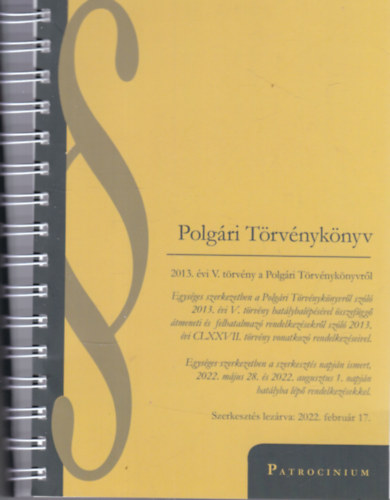 Polg�ri t�rv�nyk�nyv (2013.�vi V.t�rv�ny a Polg�ri T�rv�nyk�nyvr�l)