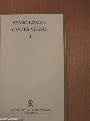 Szab Lrinc sszes versei  ll. ktet
