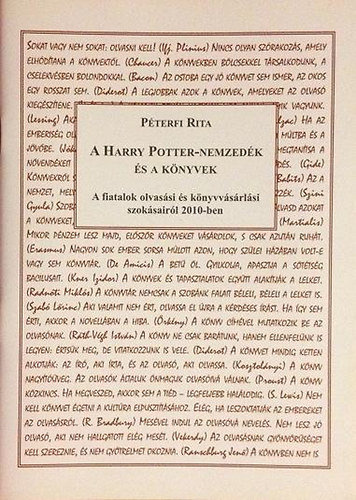 A Harry Potter-nemzedk s a knyvek