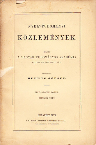 Nyelvtudomnyi kzlemnyek - 15. ktet 3. fzet - 1879.
