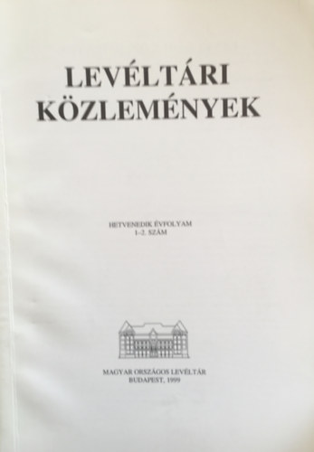 Levltri Kzlemnyek - 70. vf. 1-2. szm