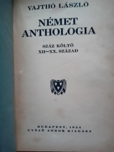 Nmet anthologia - Szz klt XII-XX. szzad