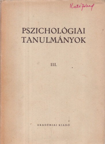 Pszicholgiai tanulmnyok III.