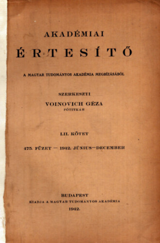 Akad�miai �rtes�t� LII. k�tet (1942)