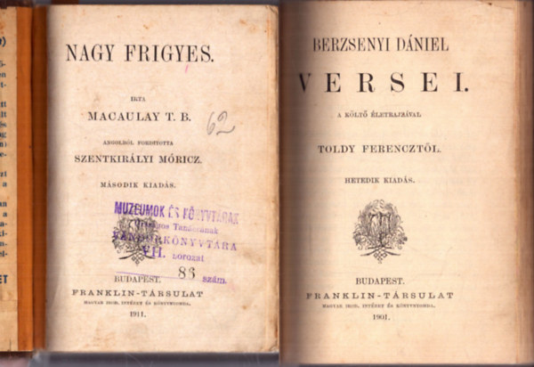 Macaulay T. B. - Nagy Frigyes (1911) - Berzsenyi Dániel versei (1901)