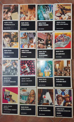 16 krimi Agatha Christie tollbl: Paddington 16.50 / Cipruskopors / Bbjos gyilkosok / Nylt krtykkal / Temetni veszlyes / Nyaral gyilkosok / Gyilkossg Mezopotmiban ... (teljes lista a lersban)