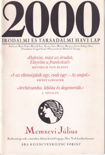 2000 Irodalmi s Trsadalmi Havi Lap - 1996. Jlius