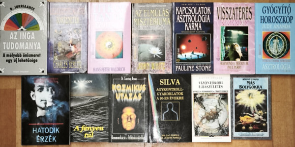 Bhaktivedanta Swami Prabhupada, Bistey Zsuzsa, Dr. Courtney Brown, R. A. Moody - 13db ezoterikus tartalmű könyv - B. S. Prabhupada-Könnyű utazás más bolygókra, Bistey Zsuzsa-Vízöntőkori újjászületés, Dr. Courtney Brown-Kozmikus utazás, R. A. Moody-A fényen túl... stb. (többi író és cím a leírásban)
