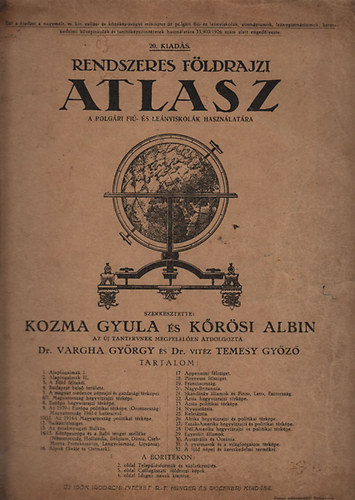 Rendszeres fldrajzi atlasz (a polgri fi- s lenyiskolk hasznlattra)