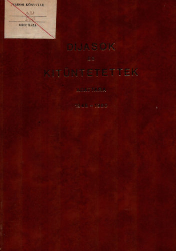 Magyar Jzsefn   (Szerkeszt) - Djasok s kitntetettek adattra 1948-1980