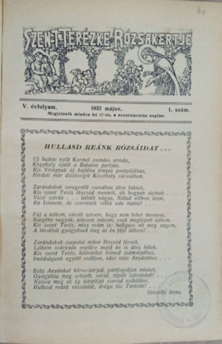 Szent Terzke Rzsakertje V. vfolyam 1-12. szm egybektve (1932. mjus - 1933. prilis)