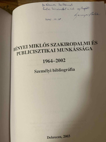 Bnyei Mikls szakirodalmi s publicisztikai munkssga 1964-2002