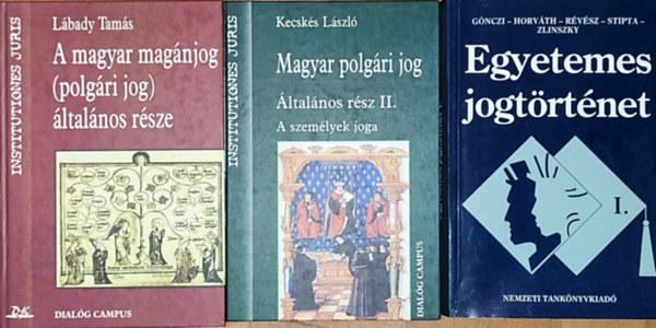 3db joggal kapcsolatos knyv - Gnczi-Horvth-Rvsz-Stipta-Zilinszky-Egyetemes jogtrtnet I., Lbady Tams-A magyar magnjog (polgri jog) ltalnos rsze, Kecsks Lszl-Magyar polgri jog-ltalnos rsz II.-A szemlyek joga