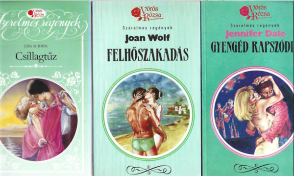 3 db Vörös Rózsa könyv, Lisa St. John: Csillagtűz, Joan Wolf: Felhőszakadás, Jennifer Dale: Gyengéd rapszódia