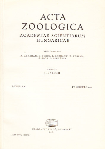 Acta Zoologica (A Magyar Tudomnyos Akadmia zoolgiai kzlemnyei - Academiae Scientiarum Hungaricae) (Tomus XX., Fasciculi 1-2.)