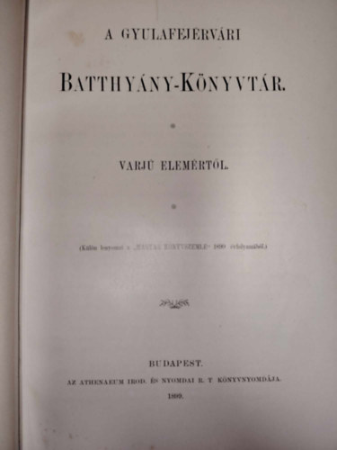 A Gyulafejrvri Batthyny-Knyvtr