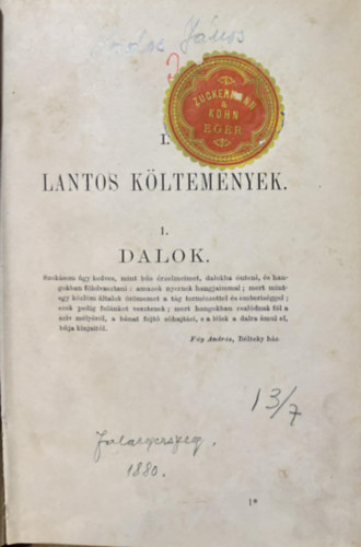 I. Lantos Kltemnyek - Dalok