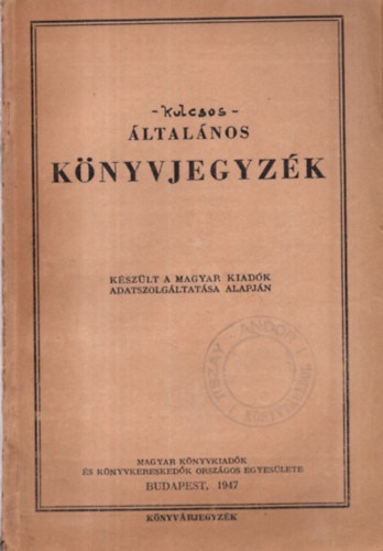 ltalnos knyvjegyzk 1947.