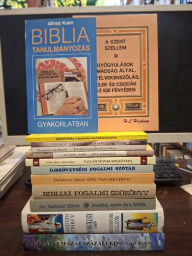 18 db vall�si k�tet, K�NYVMENT� AJ�NLAT: A Biblia a helyes t�pl�lkoz�sr�l, Term�szettudom�ny, vil�gk�p, vil�gn�zet, istenhit, A g�r�g �jsz�vets�g n�h�ny rejtett kincse, T�k�letes megv�lt�s Krisztusban, Isten mark�ban, Hol v