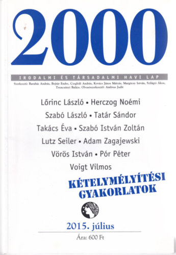 2000 Irodalmi s Trsadalmi Havi Lap - 2015. jlius