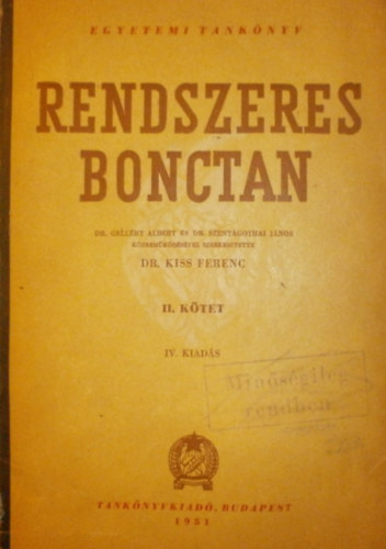 Rendszeres bonctan II. (Tanknyv orvostanhallgatk szmra)