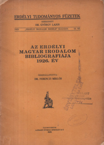 Az erdlyi magyar irodalom bibliogrfija 1926. v