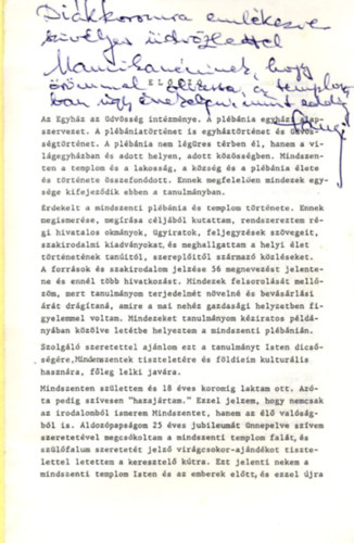 Mindszent egyh�zt�rt�nete