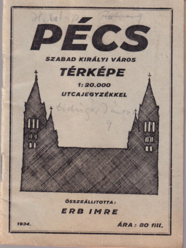Pcs szabad kirlyi vros trkpe 1: 20 000 utcajegyzkkel (1934-es)