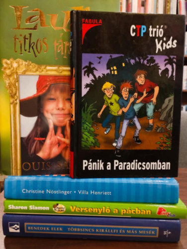 Ifj�s�gi irodalom 5 darabos K�NYVMENT� AJ�NLAT: Laura titkos t�rsas�ga, P�nik a Paradicsomban, Villa Henriett, Versenyl� a p�cban, T�bbsincs kir�lyfi