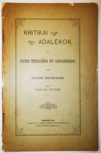 Kritikai adal�kok a Statius Thebais�hoz  �rt scholionokhoz