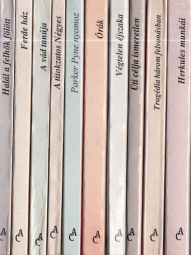 10 db. Agatha Christie: Hall a felhk fltt + Ferde hz + A vd tanja + A titokzatos Ngyes + Parker Pyne nyomoz + rk + Vgtelen jszaka + ti clja ismeretlen + Tragdia hrom felvonsban + Herkules munki