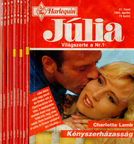 10 db  Jlia magazin 51-60.fzet  ( Knyszerhzassg+Klns jtkszablyok+leth alakts+Vratlan ajndk+A csillagokba rva+A vgy fogsgban +Ti amo: szeretlek+Kalandos kpek+lmaink szigete+Rzsk tengere.)