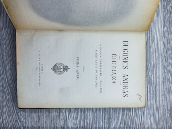 Pr�nai Antal - Dugonics Andr�s �letrajza