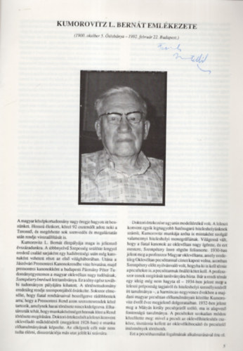 Kumorovitz L. Bernt emlkezete ( 1900-1992 ) - Dediklt - Klnlenyomat