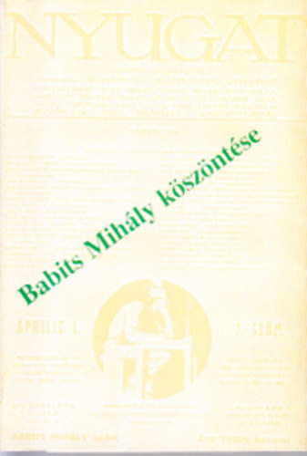 Babits Mihly kszntse (Nyugat-1924)- miniknyv