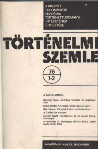 Trtnelmi szemle 1976 ( Teljes vfolyam 1-4 szm, egybektve )