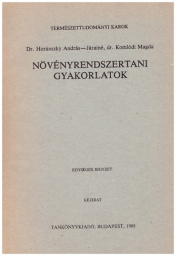 Nvnyrendszertani gyakorlatok