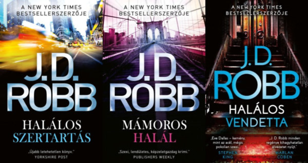 3 db J. D. Robb krimi: Hal�los vendetta + M�moros hal�l +  Hal�los szertart�s
