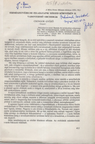 Term�szetv�delmi feladataink Szeged k�rny�k�n II. - Vadonterm� orchide�k - Dedik�lt- K�l�nlenyomat