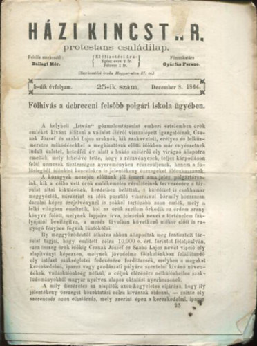 Hzi kincstr. Protestns csaldi lap. 5-dik vfolyam. 25-ik szm. December 8. 1864.