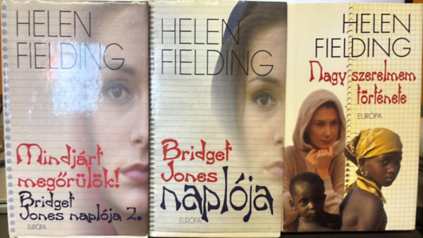 3 darab Helen Fielding k�nyv (Nagy szerelmem t�rt�nete + Bridget Jones napl�ja I-II)