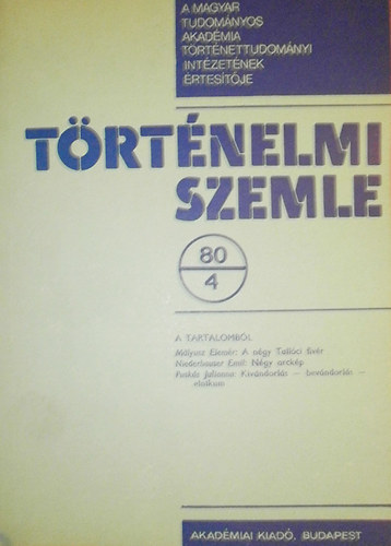Rnki Gyrgy  (szerk.) - Trtnelmi szemle 1980/4. szm