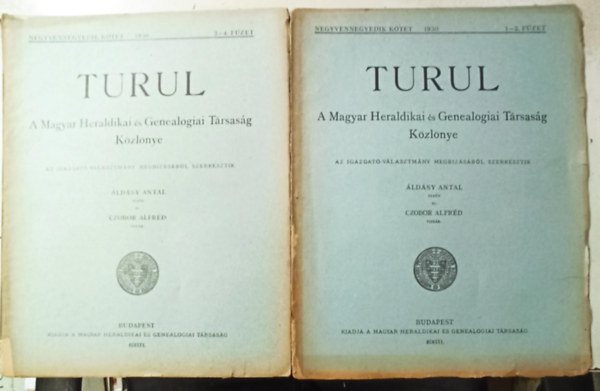 Turul: 1930 1-4 f�zet teljes (2 k�tetben) - A Magyar Heraldikai �s Genealogiai T�rsas�g K�zl�nye