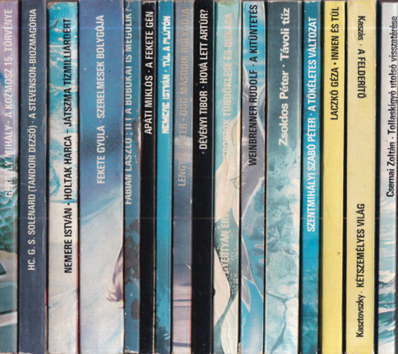 16 db. Kozmosz fantasztikus k�nyvek (Tollask�gy� utols� visszat�r�se + A felder�t� - K�tszem�lyes vil�g + Innen �s t�l + A t�k�letes v�ltozat + T�voli t�z + A kit�ntet�s + A kiberneroszok t�nd�kl�se �s buk�sa + Hov� lett Art