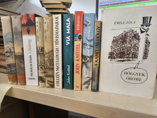 Dallos Sándor, Nicholas Evans, George Sand, Colleen McCullogh, John Knittel, William Styron, Ifj. Alexandre Dumas, Emil Zola - 10db regény, KÖNYVMENTŐ AJÁNLAT: A nap szerelmese, Aranyecset, A füstlovag, Consuelo I-II, Tövismadarak, Via mala, El-Hakim, Sophie választ, A kaméliás hölgy, Hölgyek öröme