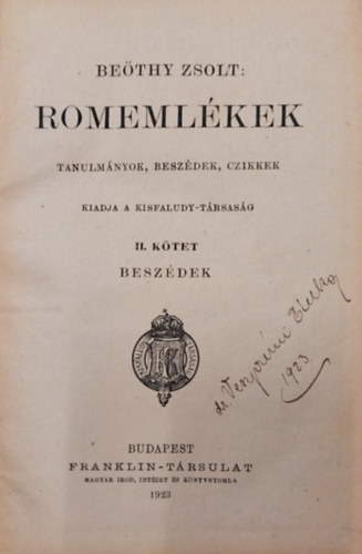 Bethy Lszl  (szerk.) - Romemlkek