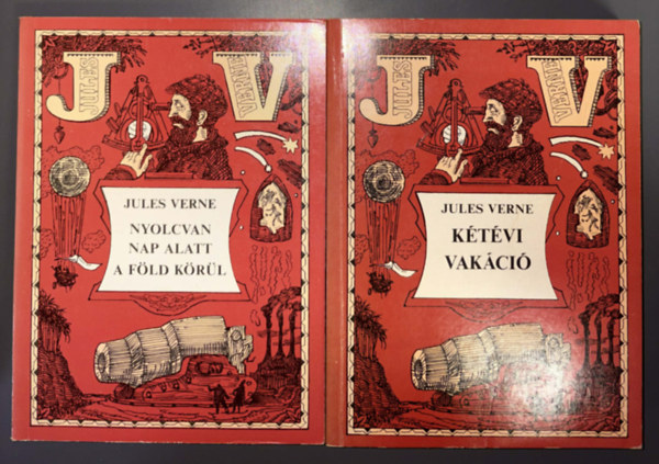 2 db. Verne k�nyv egy�tt: Nyolcvan nap alatt a f�ld k�r�l - K�t�vi vak�ci�