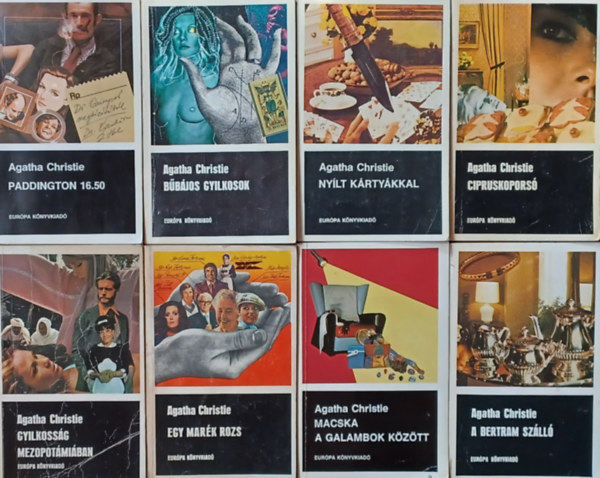 8 db Agatha Christie regny: Bbjos gyilkosok +  Macska a galambok kztt +  A Bertram Szll +  Egy mark rozs + Cipruskopors + Paddington 16.50 + Nylt krtykkal + Gyilkossg Mezopotmiban