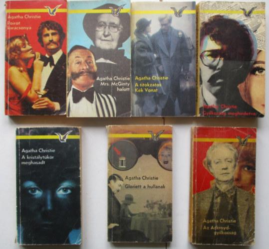 7 db Agatha Christie krimi (Poirot kar�csonya, Gloriett a hull�nak, A titokzatos k�k vonat, Gyilkoss�g mehirdetve, stb..)