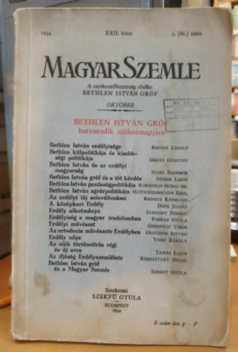 Magyar Szemle 1934. november XXII. ktet 2. (86.) szm